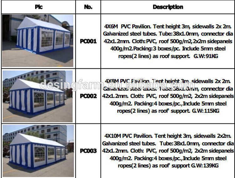 Hot Sale Outdoor PE PVC Pavillion Party Wedding Tent