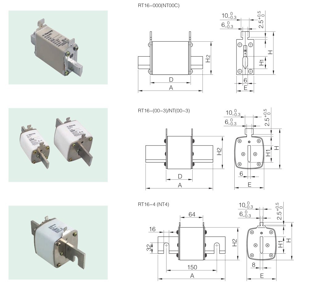 Rt16-000 (NT00C) Square Pipe Knife-Shape Contact Fuse