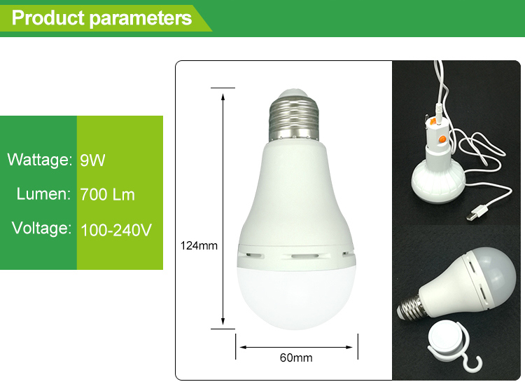 LED A60 9W E27 Rechargeable Emergency LED Light Bulb
