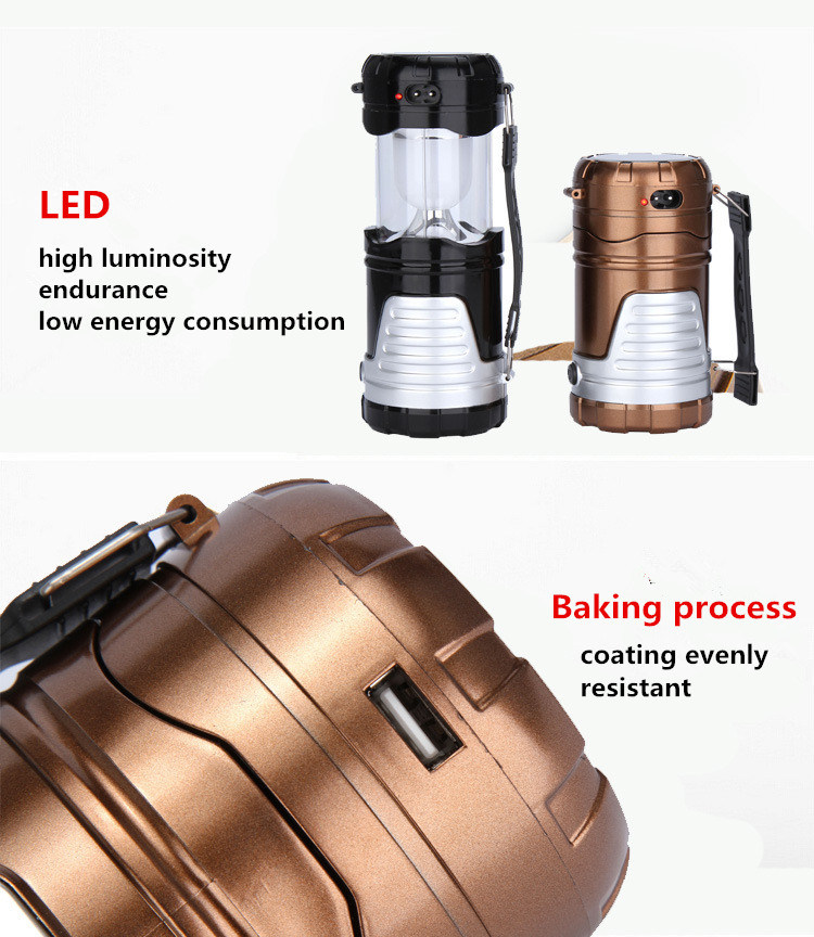 Portable 6+1 LED Lamp&Rechargeable Camping Lantern with Solar