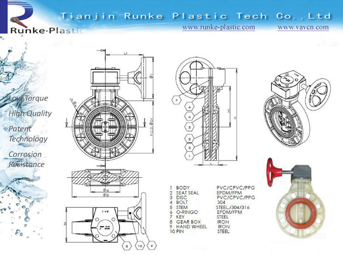 High Quality PPG Butterfly Valve DIN ANSI JIS Standard