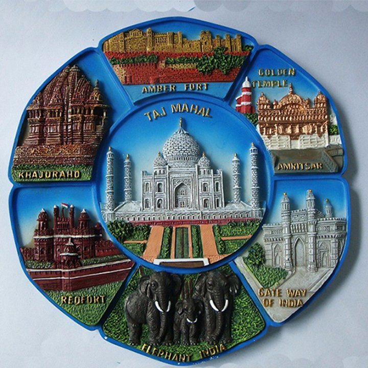 High Quality Round Shaped 3D Resin Indian Fridge Magnet for Sale