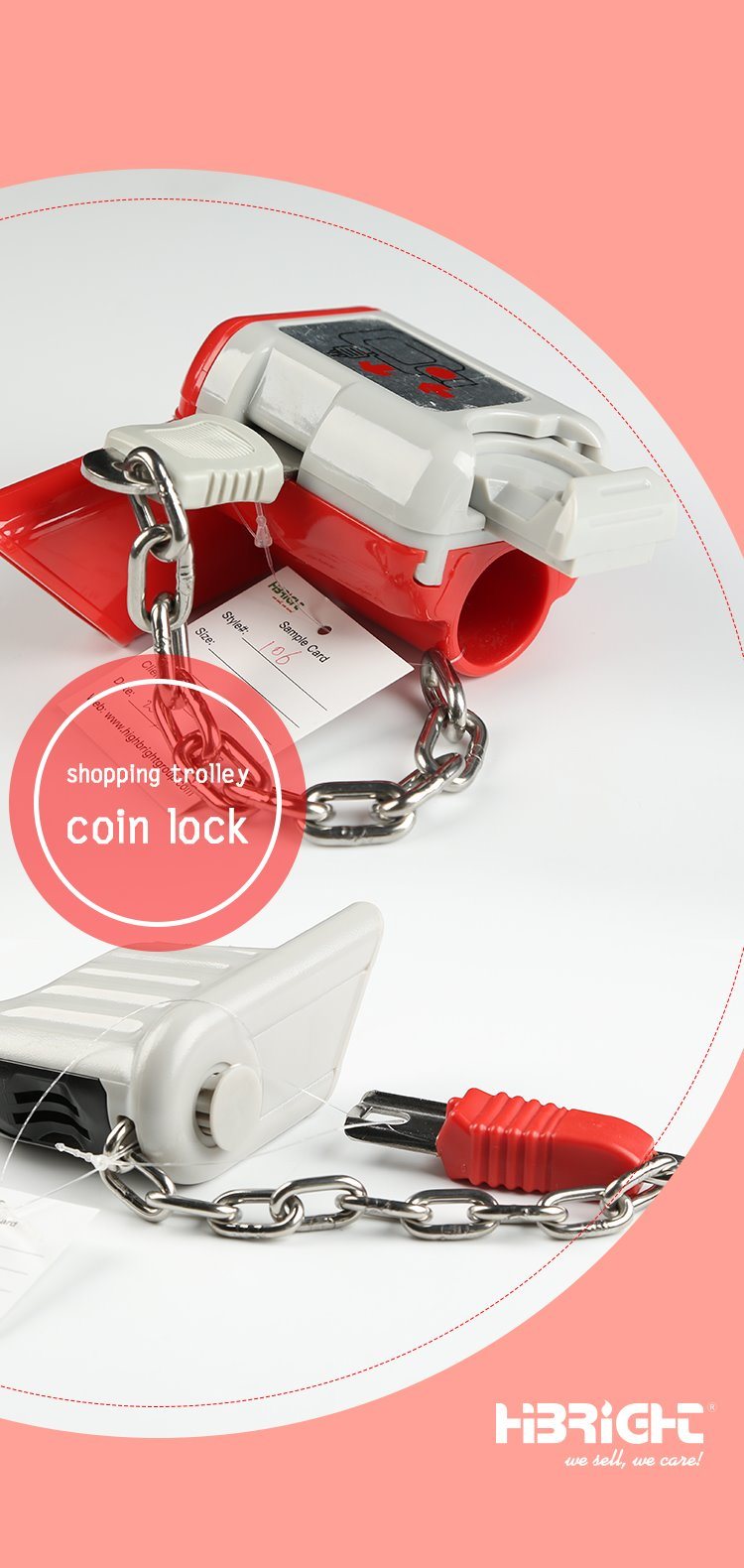 Plastic Coin Lock Supermarket Shopping Trolley Coin Lock