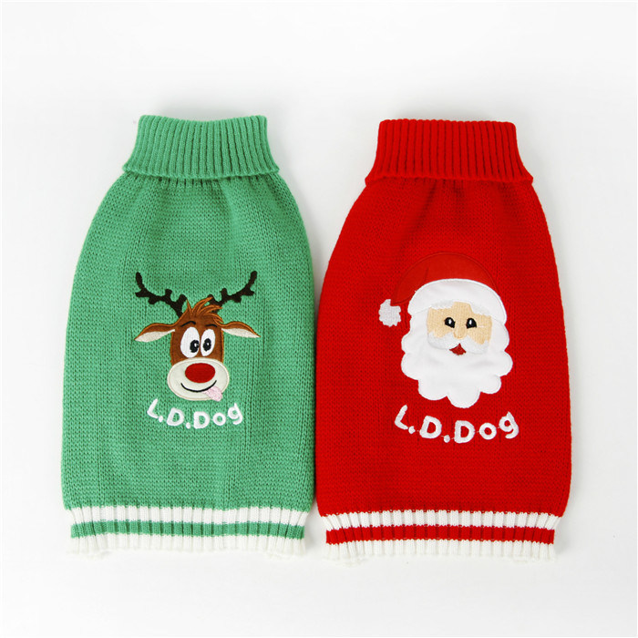 Christmas Santa Dog Sweaters Knitting Pet Clothes