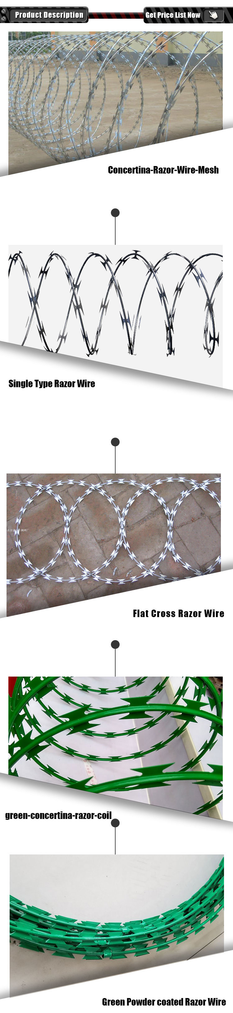 Coil Diameter Concertina Razor Barbed Wire