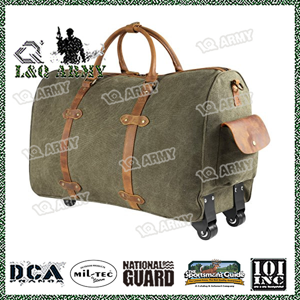 50L Rolling Duffle Bag with Wheels Canvas Travel Luggage Trolley Bag