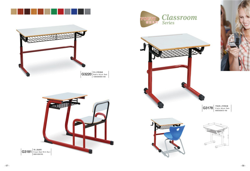 Height Adjustable Single School Desk for Primary School