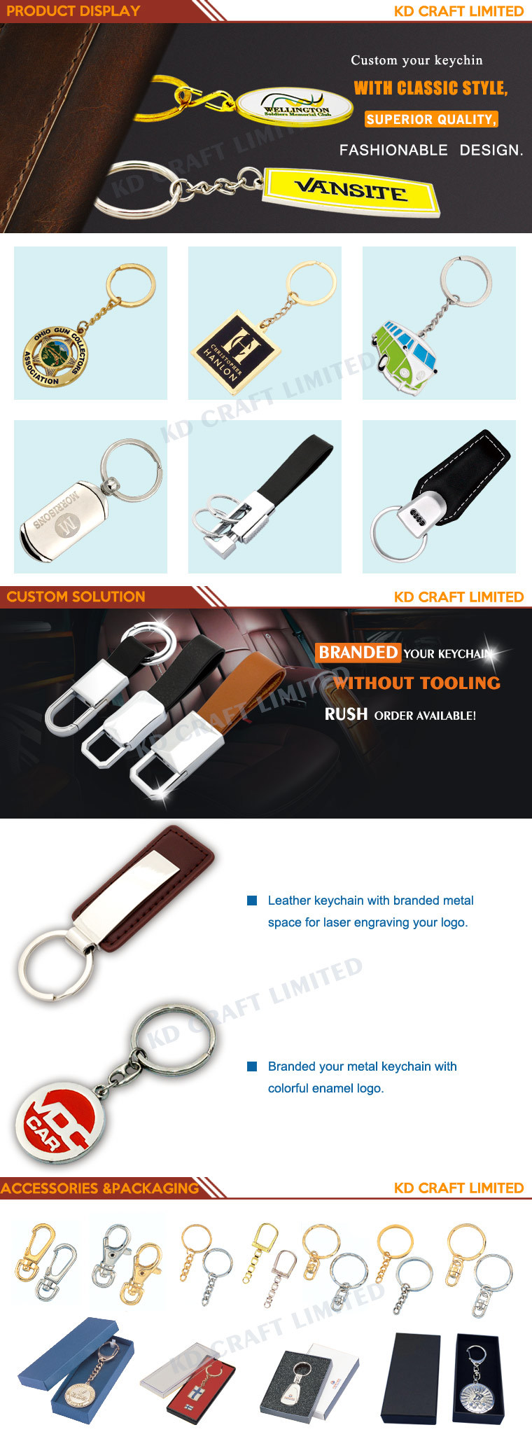 China Customized Genuine Leather Key Chain with Metal Accessory for Promotional Gift