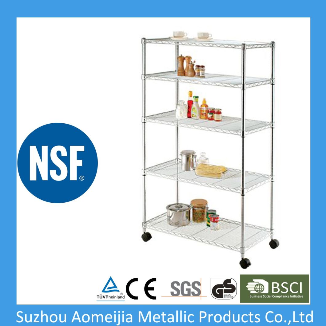 NSF Household Light Duty 4 Tiers Chrome Metal Wire Shelving