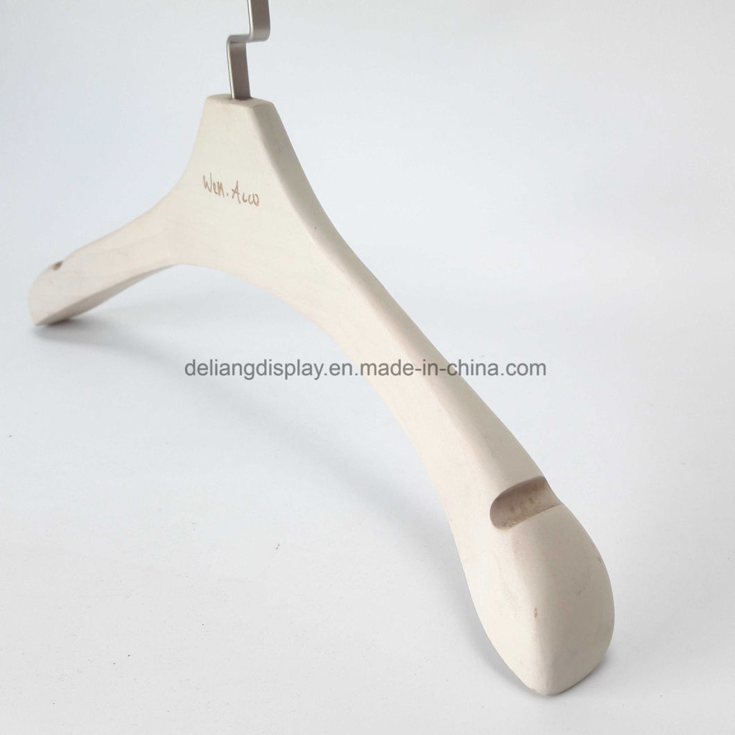 High Quality Wooden Hanger with Hand Brush White Color