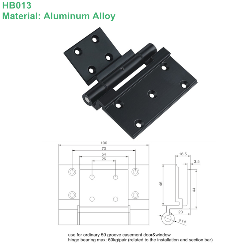 Aluminum Alloy Power Coating Pivot Hinge for Door with ISO9001 (HB013)