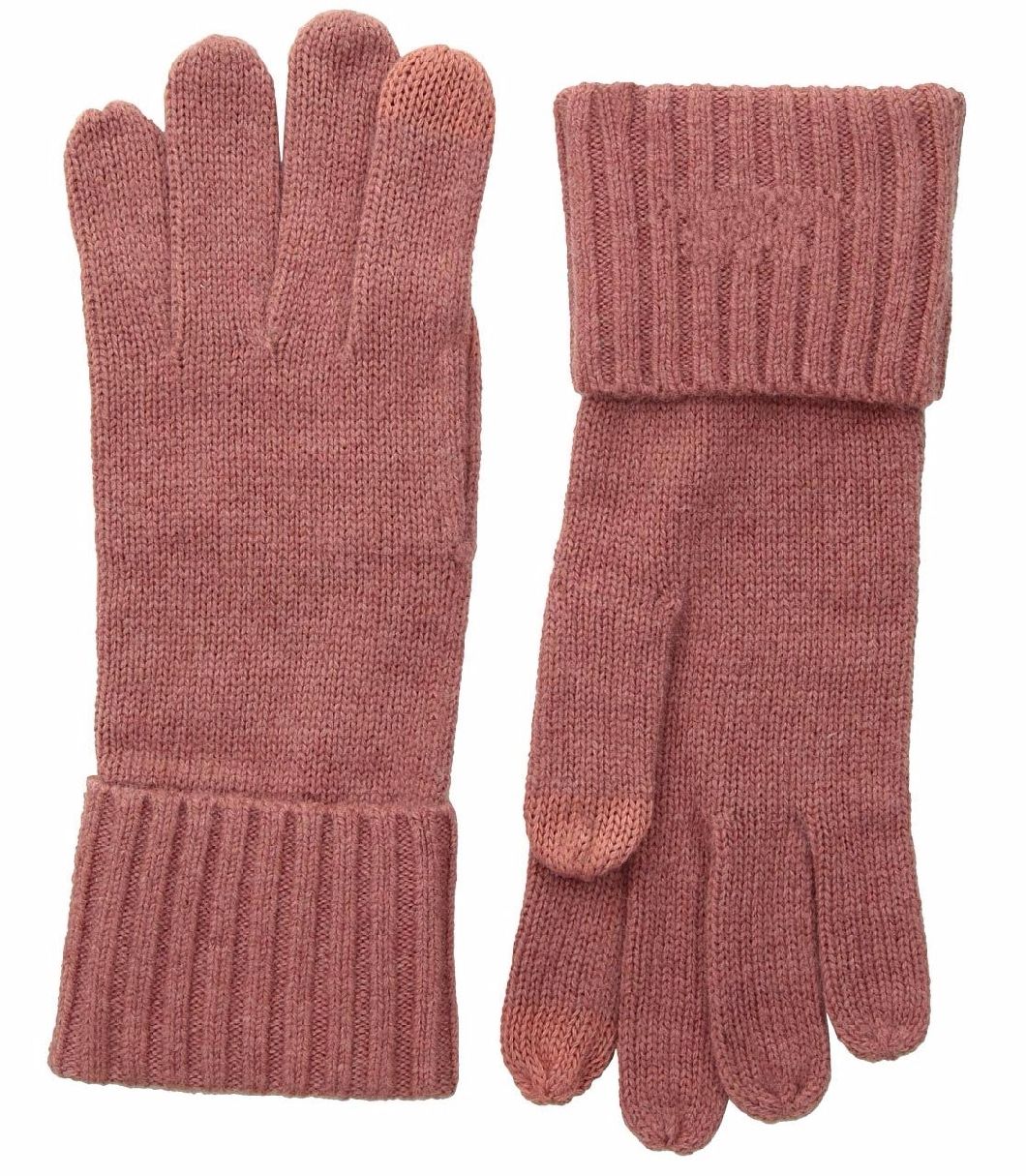 Man Women Ribbed Knit Folded Cuff Smart Gloves Touch Screen