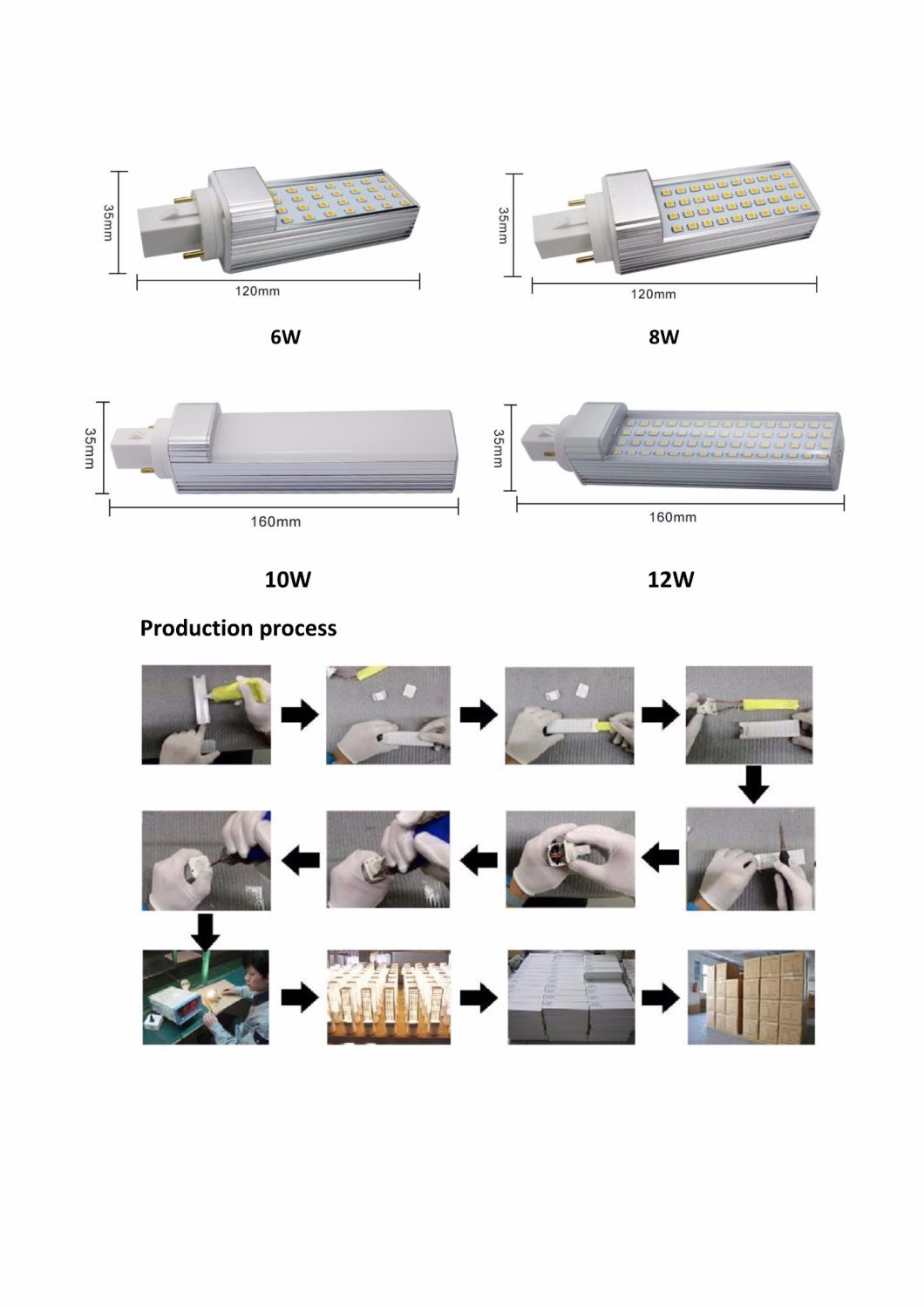 230V Dimmer SMD2835 SMD5630 G24 Gx24 G23 Gx23 E27 B22 6W LED Lamp PLC