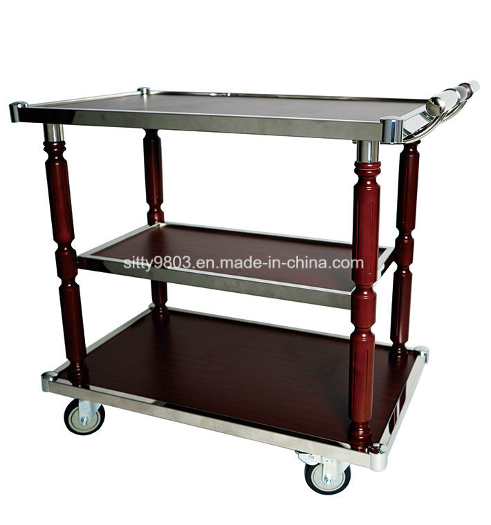 Removable Three-Layer Wood Wine and Liquor Cart/Service Trolley (SITTY 95.8236)