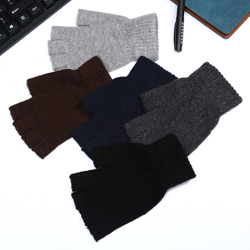 Men's Acrylic Knitted Winter Half-Finger/Fingerless Magic Gloves (YKY5470)