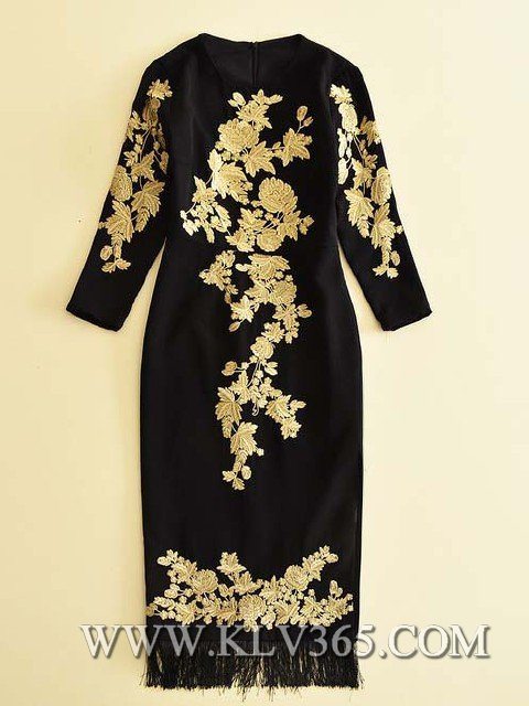 High Quality Designer Clothing Women Ladies Fashion Embroidered Long Party Prom Dress
