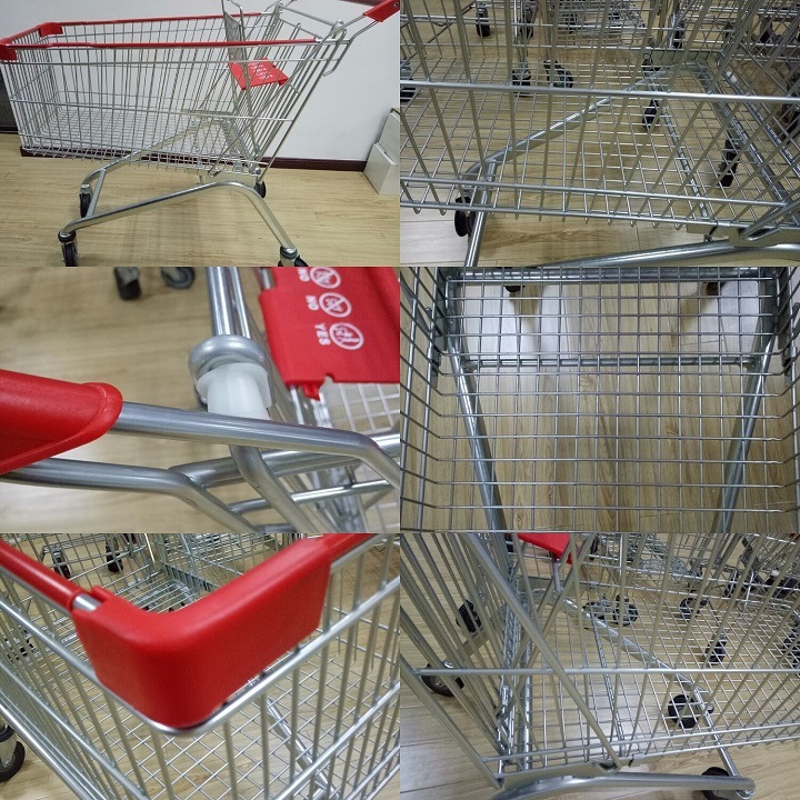 180L Plastic Metal Supermarket Shopping Trolley Cart
