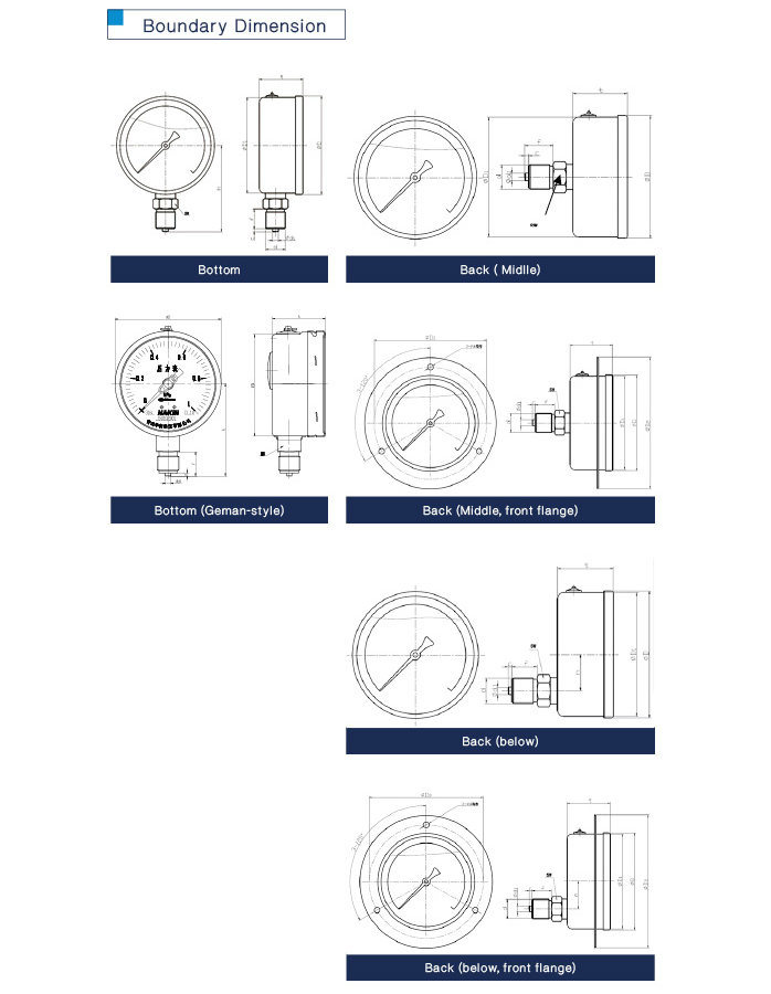 60mm Full Stainless Steel Vibration-Resistant Pressure Gauge with Ce