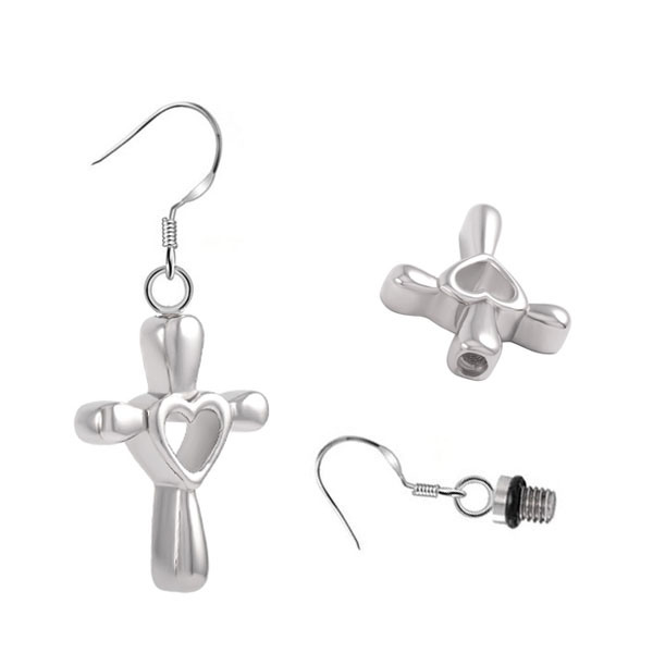 Cheap Wholesale Stainless Steel Engravable Cross Cremation Earrings for Ashes