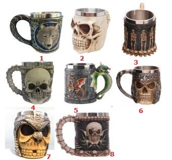 Stainless Steel Skull Coffee Mug for 3D Design