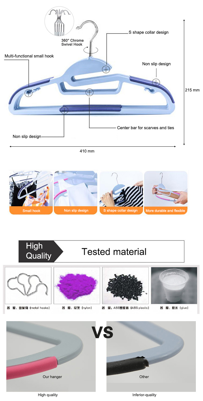 Multifunctional Dry and Wet Non Slip Ultra Thin Cheap Plastic Suit Clothes Hangers