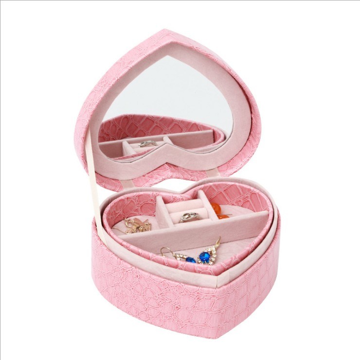 Cute Heart Shape Fashion PU Leather Jewelry Display Box Gift Box