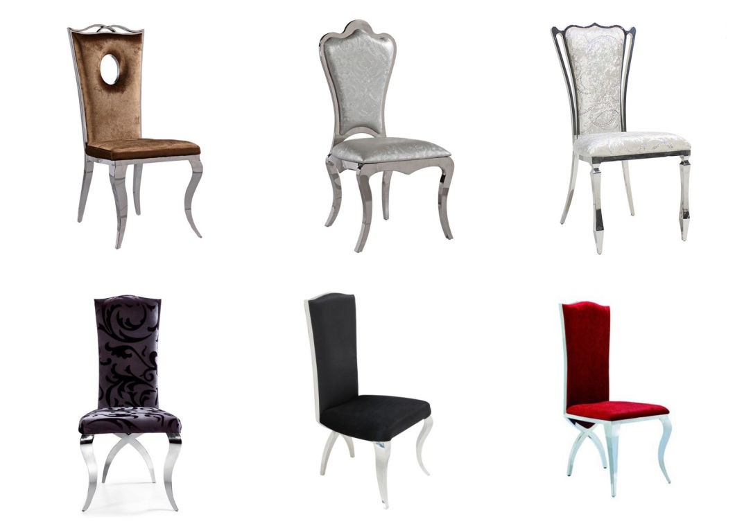 Wholesale Modern Luxury Leather Fabric Stainless Steel Hotel Dining Chairs