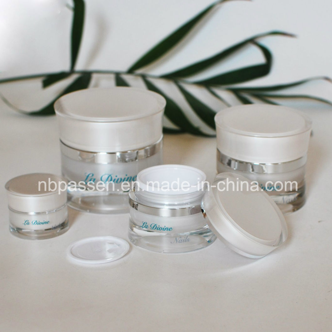 New 5/15/30/50g Pearl White Acrylic Waist Cosmetic Cream Jar (PPC-NEW-113)