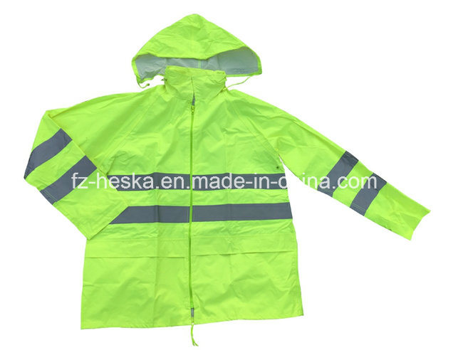 PVC En20471 High Visibility Man Safety Reflective Rain Suit