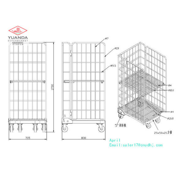 Warehouse Equipment Yuanda Wire Mesh Cage Folding Roll Container