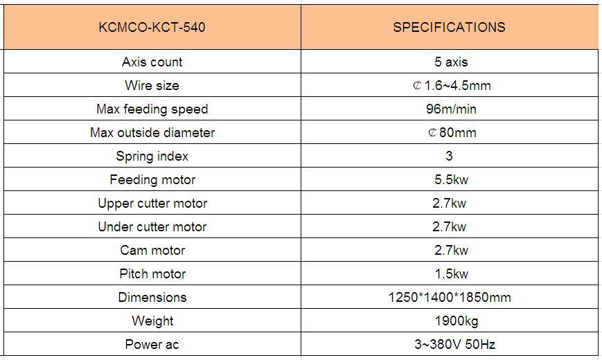 KCMCO-KCT-540 5mm 5 Axis CNC High Speed Spring Coiler