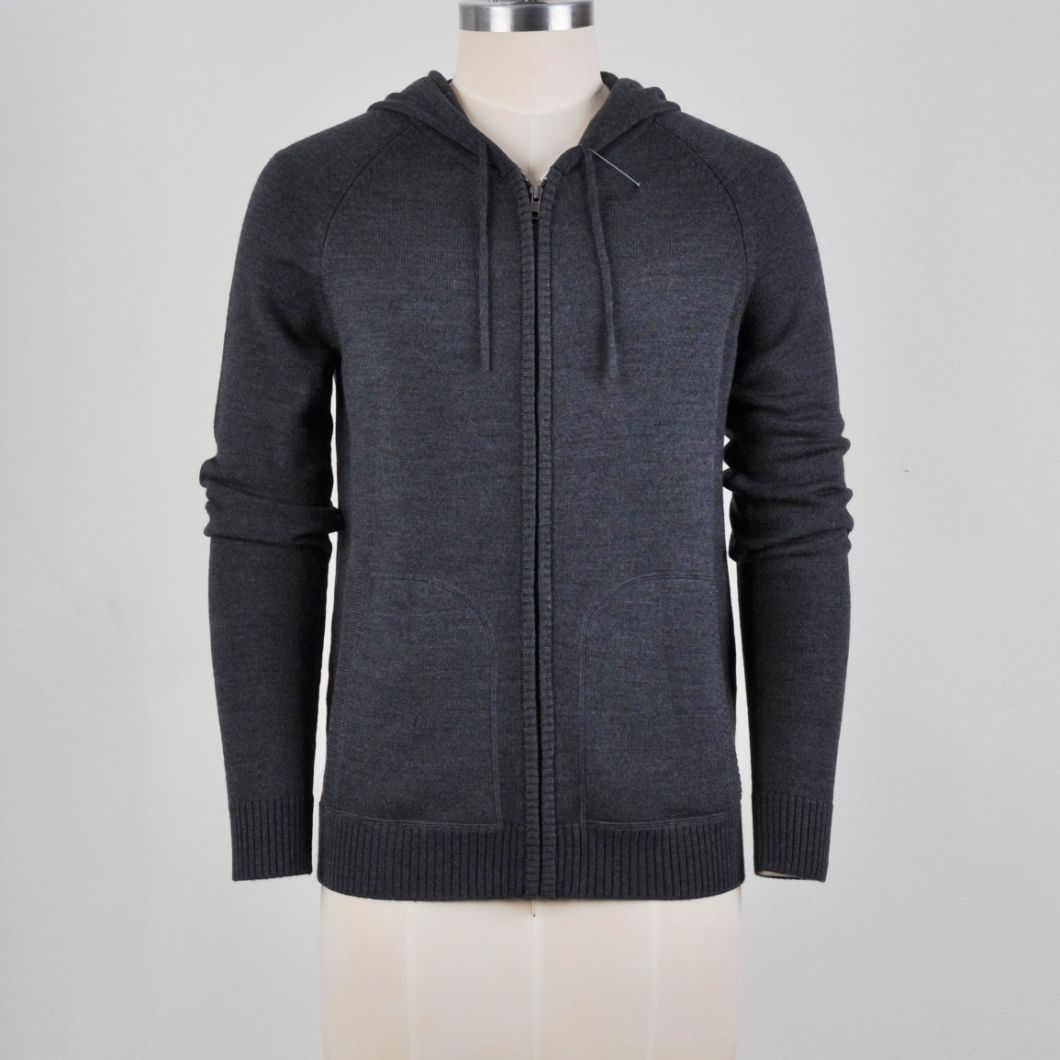 Classical Wool Blend Hooded Sweater for Men