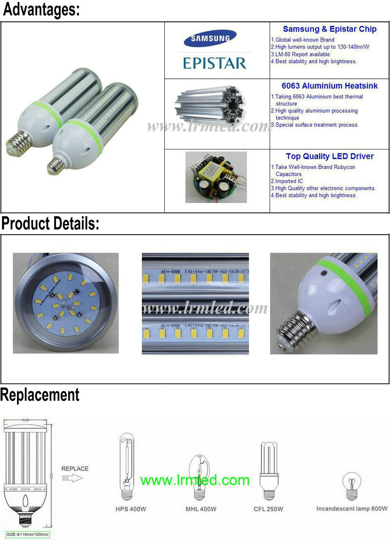 China Supplier E39 E40 80W LED Street LED Corn Light