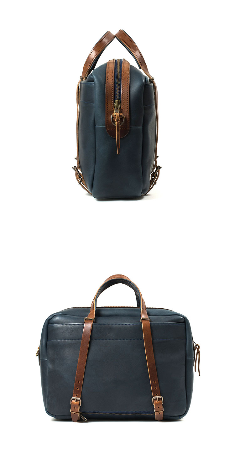 2017 High End Vintage Leather Briefcase Navy Blue Leather Business Bag for Men