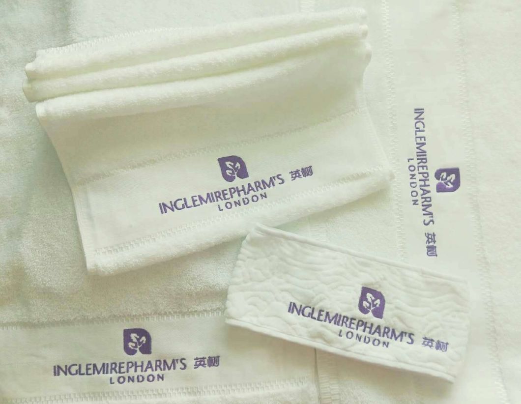 Customized Embroidery Cotton Bathroom White Hotel Towel