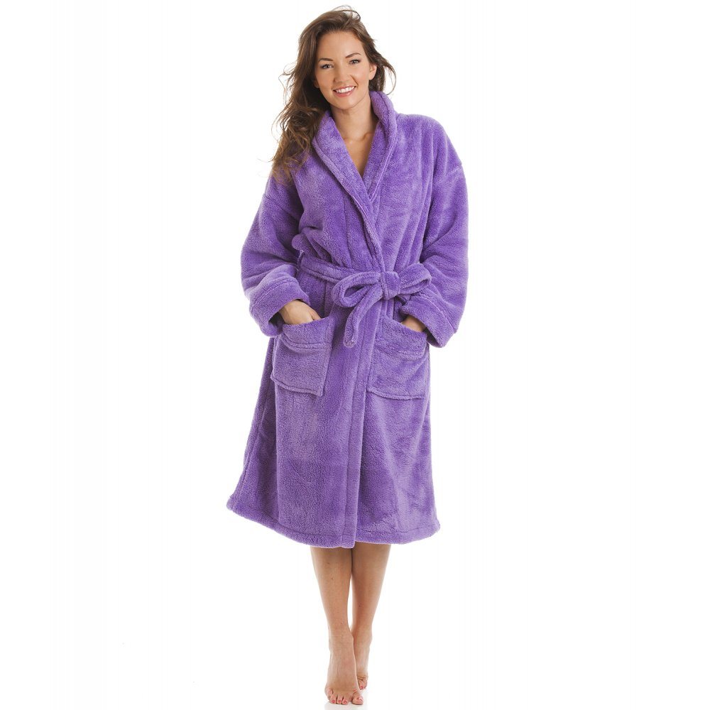 Hot Sale Super Soft Solid Color Coral Fleece &Terry Bathrobe