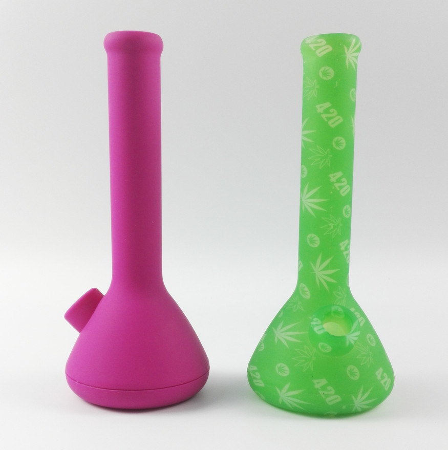 420 Weed 10'' Silicone Beaker Water Pipe with Printing Factory Directly