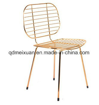 Gold Plated Wire Chair Contracted and Contemporary Plating Powder Spraying High Quality Internal and External Wire Furniture Metal Dining Chair (M-X3696)