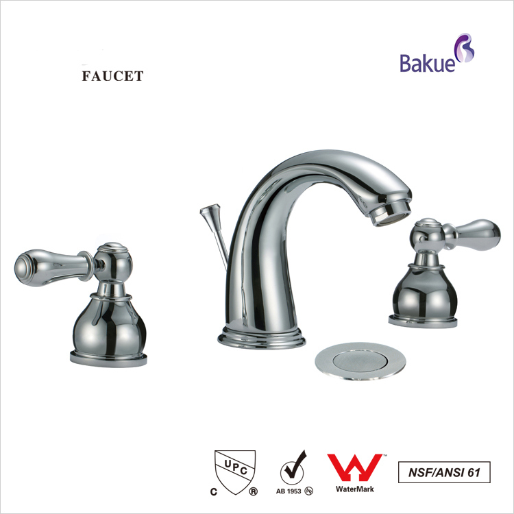 Double Handle Brass Bathroom Accessories Basin Faucet Certificated