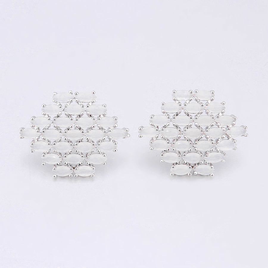 White Gold Plated Colorful Zirconia Stud Earring for Party