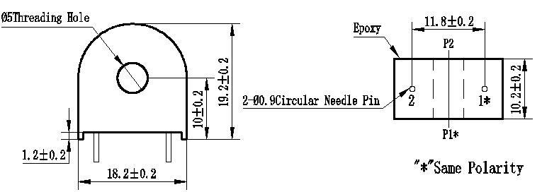 1000: 1 10A 50ohm 5mm Hole PCB Mounting Current Transformer