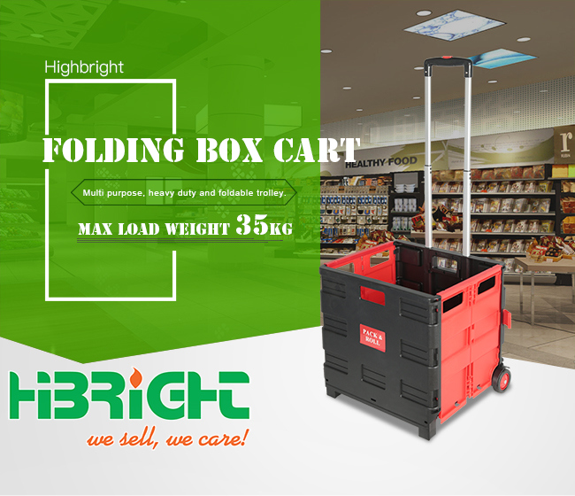 Plastic Folding Shopping Cart with Lid