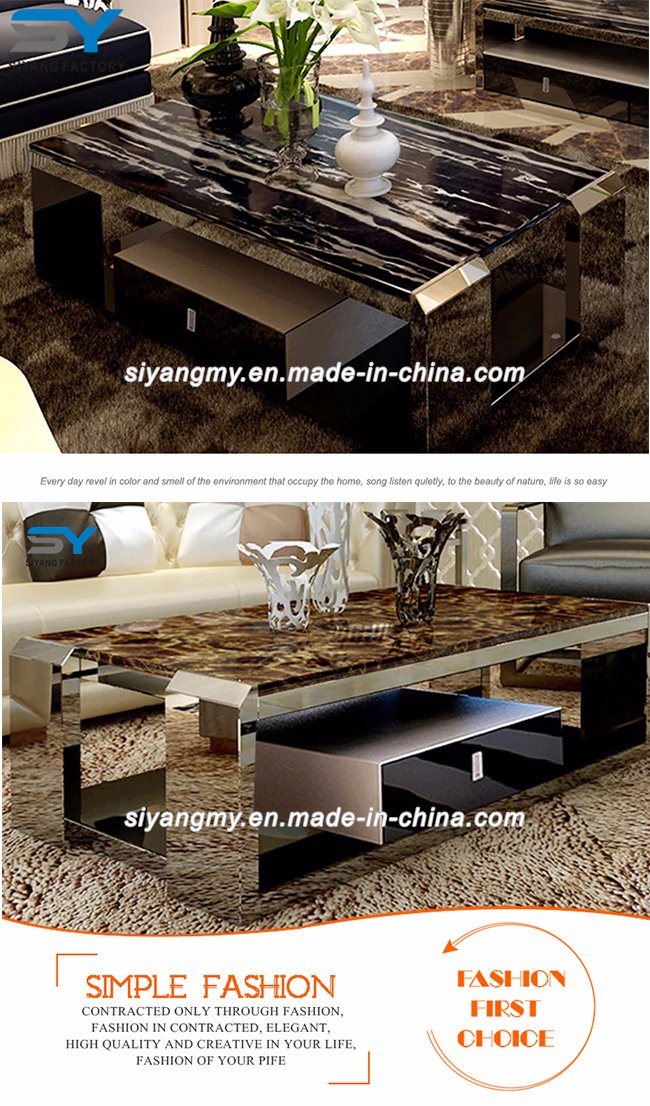 Modern Home Furniture Industrinal Coffee Table Natural Marble Coffee Table