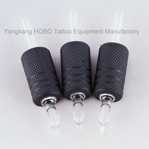 Top Quality 25mm Disposable Tattoo Black Silicone Rubber Grips with Black Tips