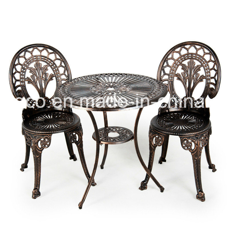 3 Pieces All Weather Outdoor Patio Cast Aluminum Garden Furniture Table Chair