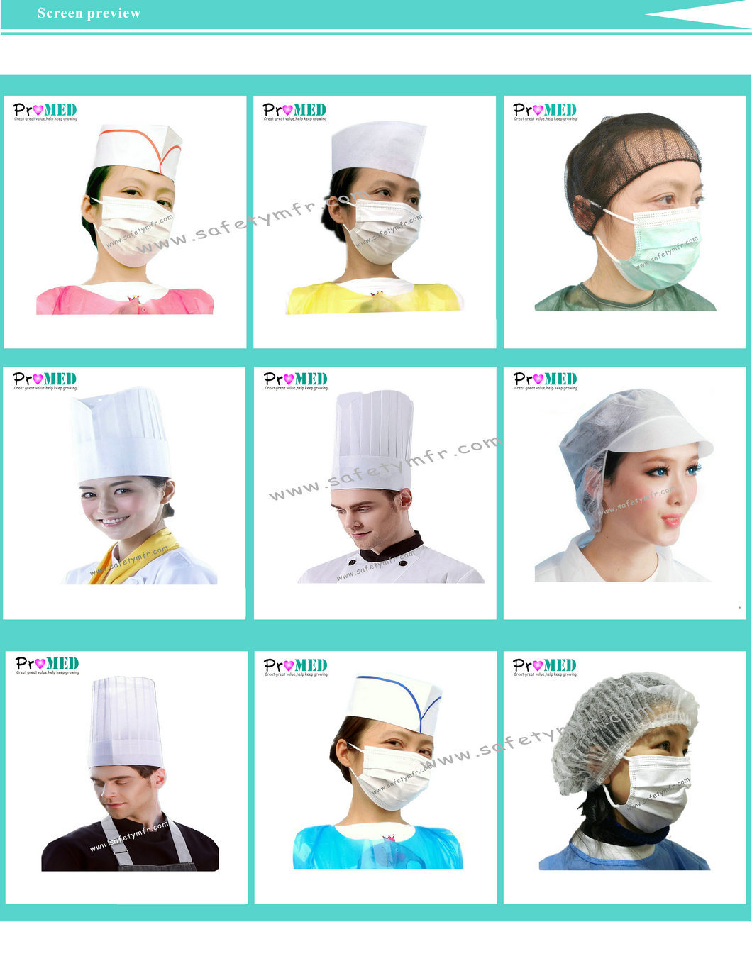 Paper/polyester/PP/non woven Disposable Chef Hat