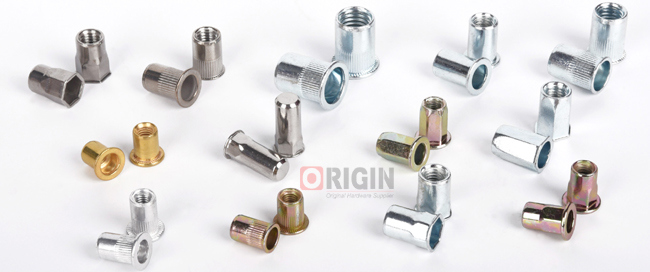 Flat Head Semi Hex Body Open End Threaded Inserts/ Rivet Nuts