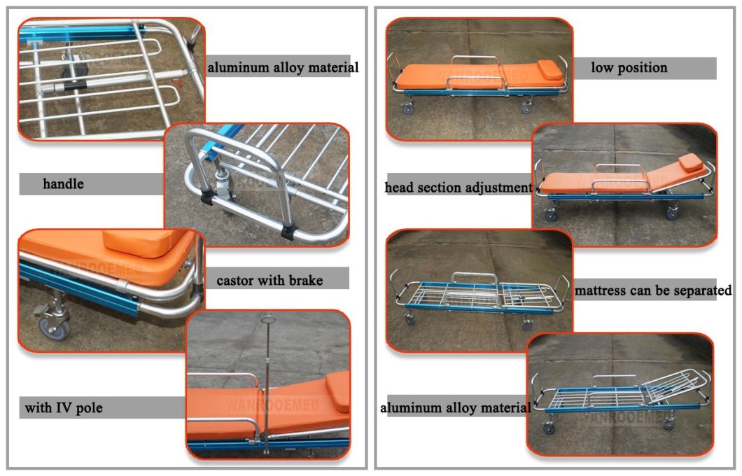 Ea-2c Heavy Loading Adjustable Hospital Stretcher