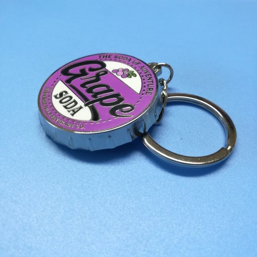 Zinc Alloy Beer Opener Metal Keychains with Hard Enamel Logo