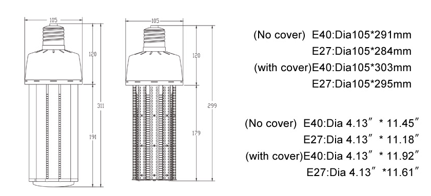 70W E40 E27 LED Corn Light Ce RoHS Approved